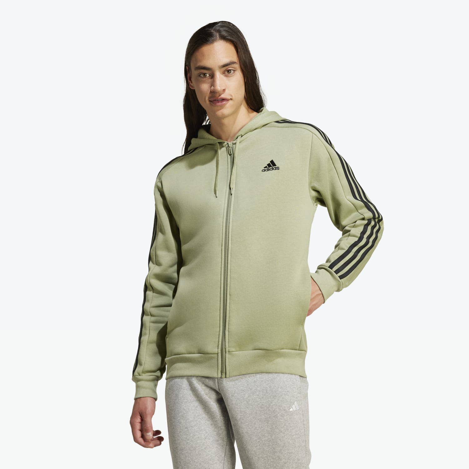 adidas 3-Stripes Fleece Full Zip Hoodie