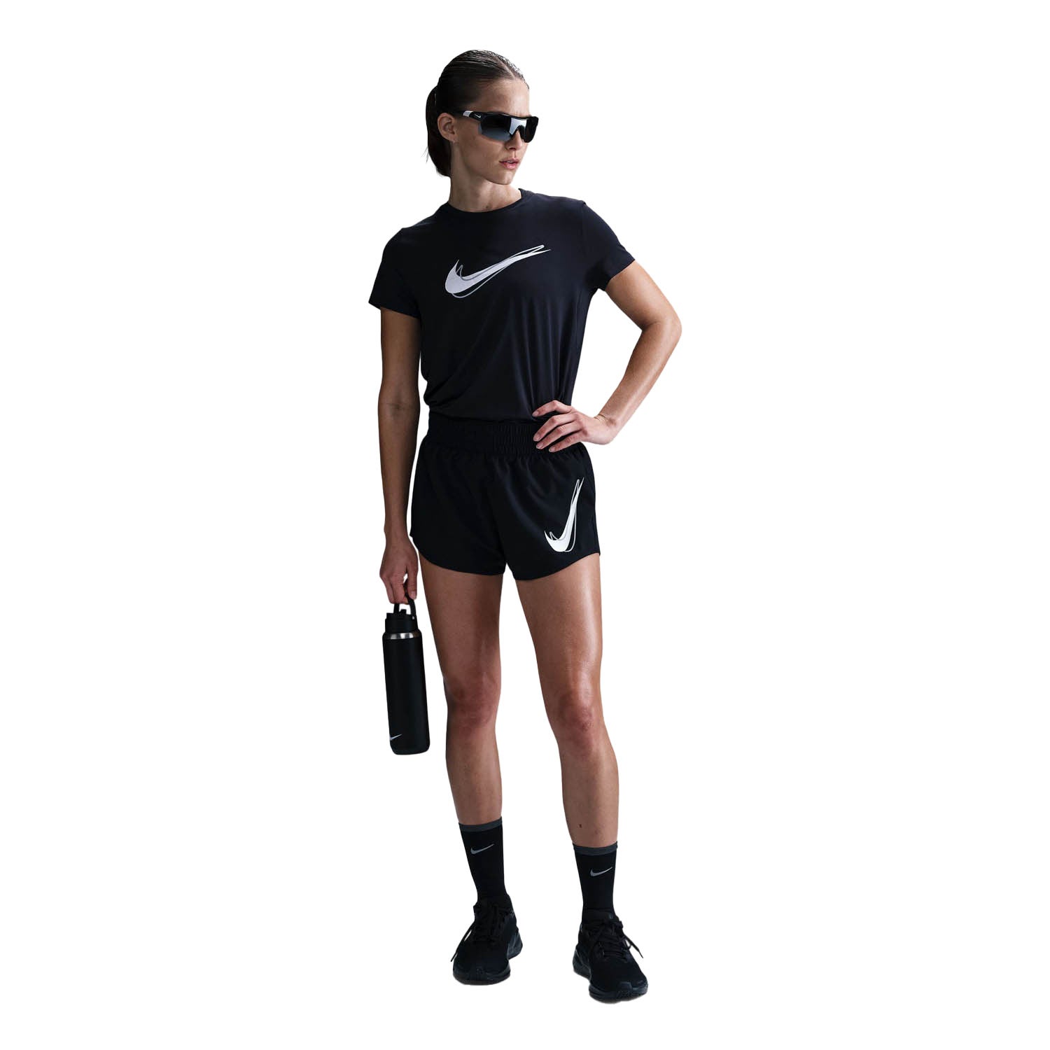 Nike One Swoosh Hardloopshorts Dames Zwart