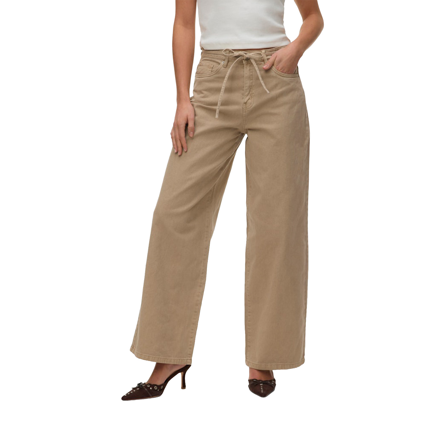 Vero Moda Wien Wide Leg Jeans Bruin