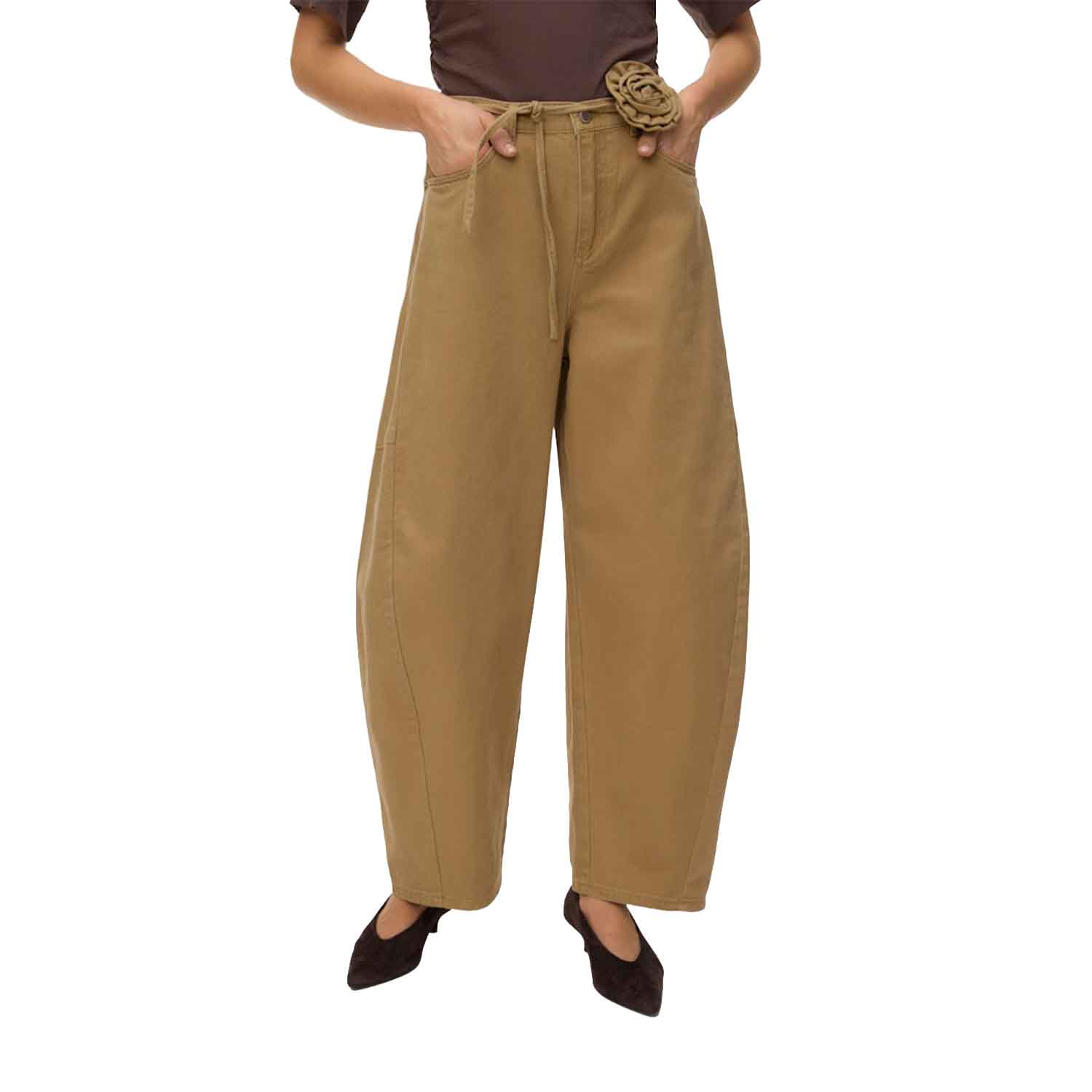 Vero Moda Kaitlin Wide Barrel Jeans Beige