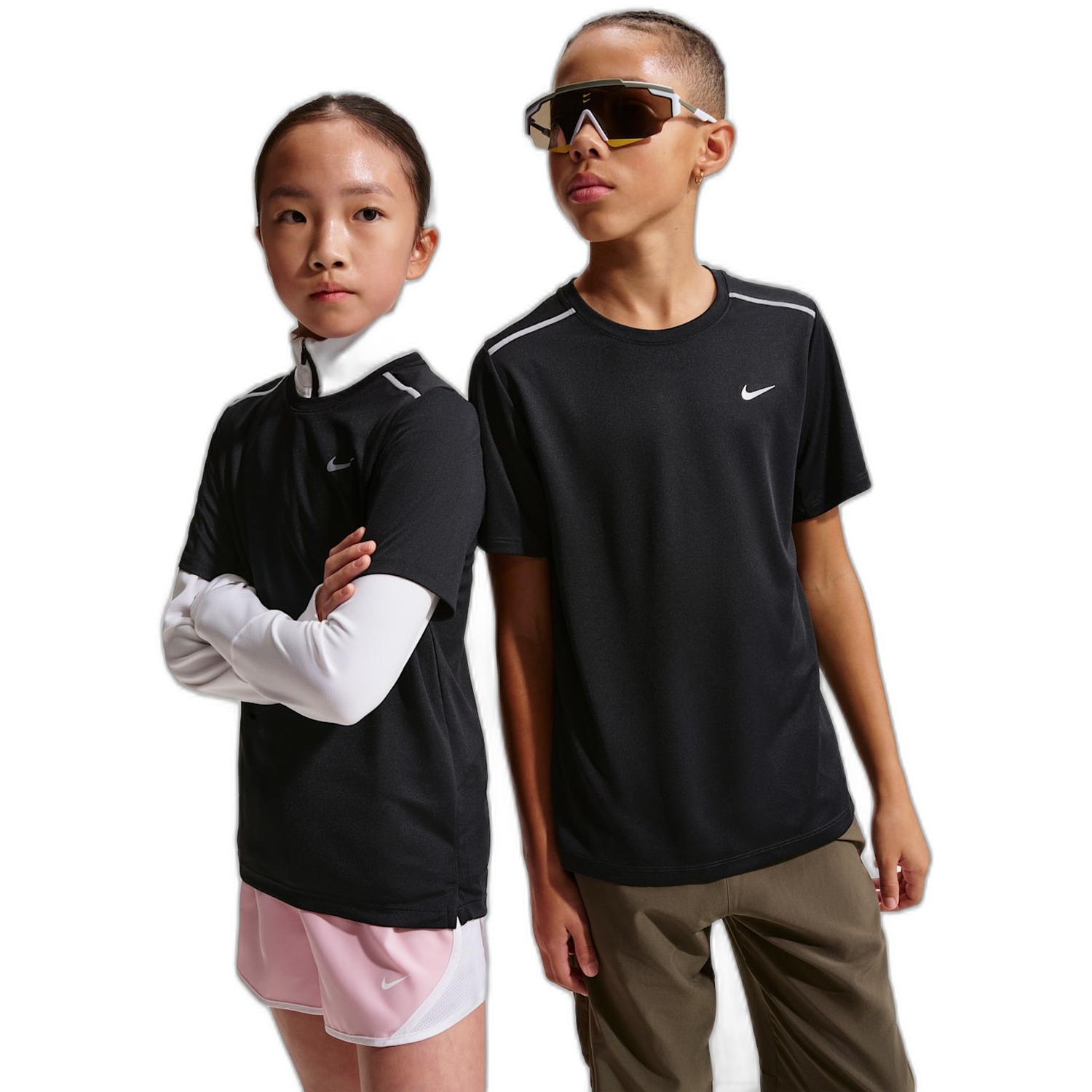 Nike Dri-fit Miler Short Sleeve Top Kids Zwart