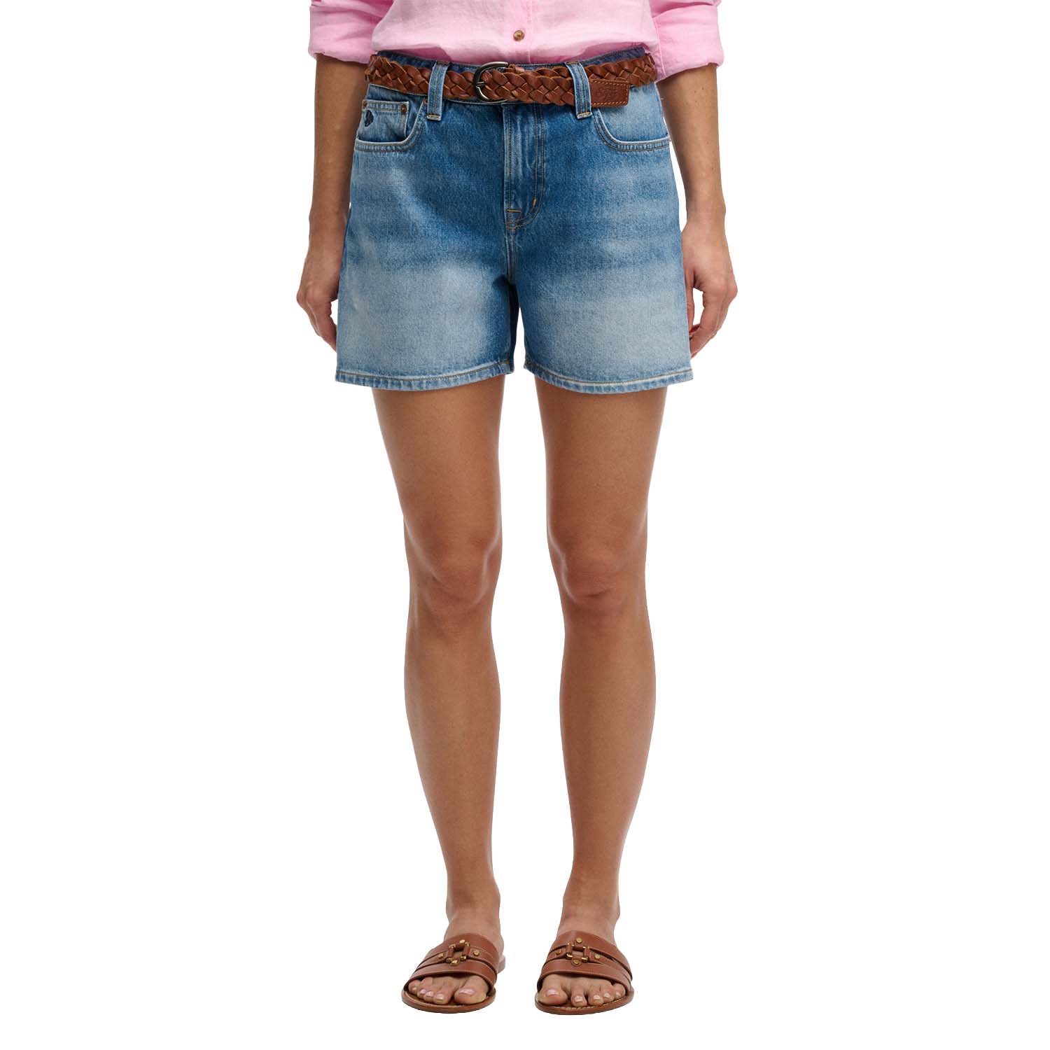 Superdry Mid Rise Short Dames Blauw