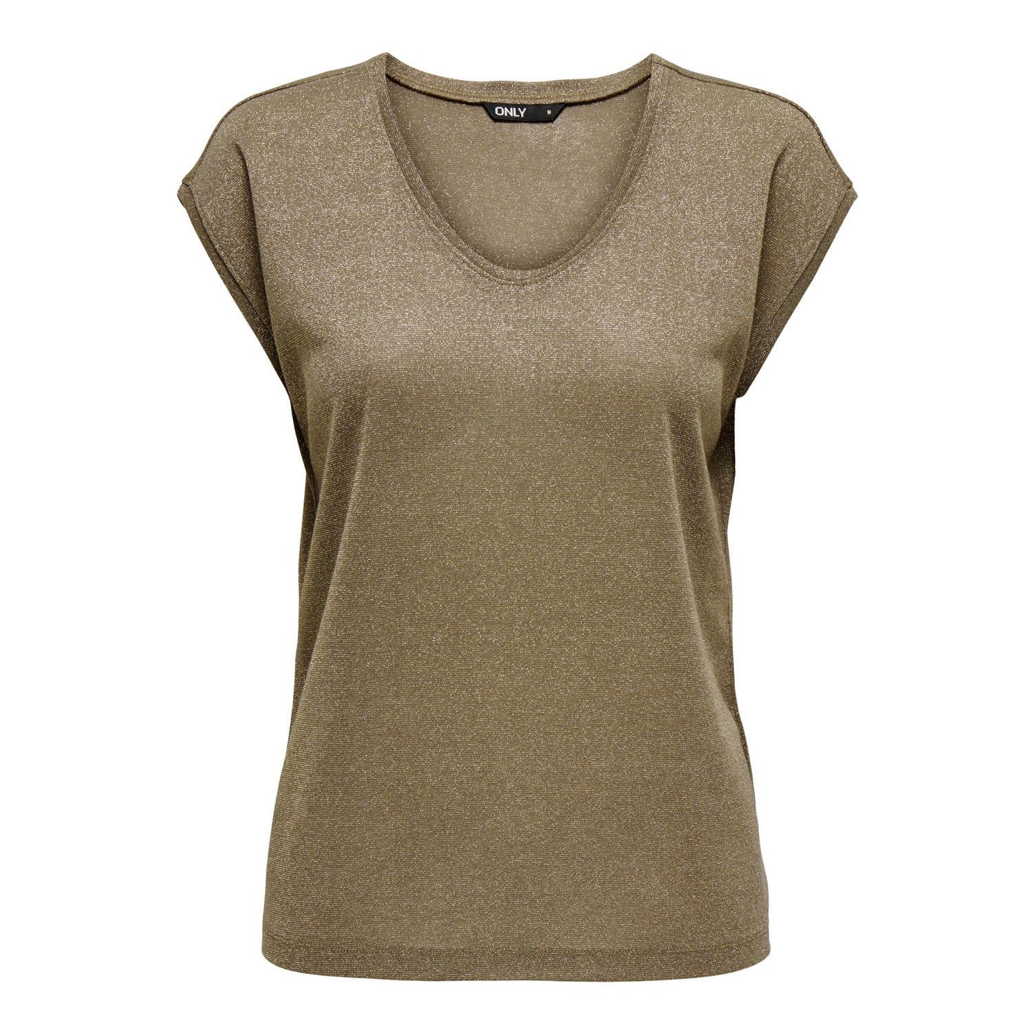 ONLY Silvery V-Neck Lurex Top