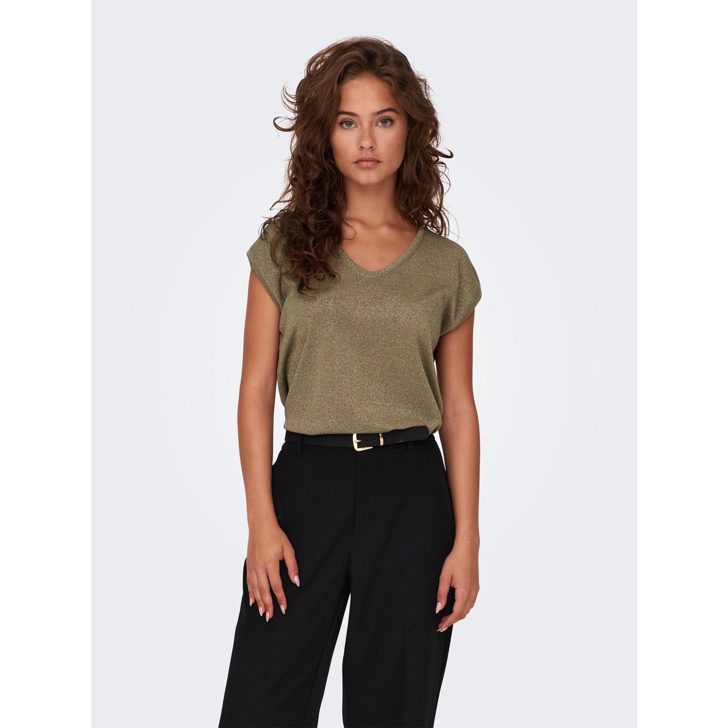 ONLY Silvery V-Neck Lurex Top