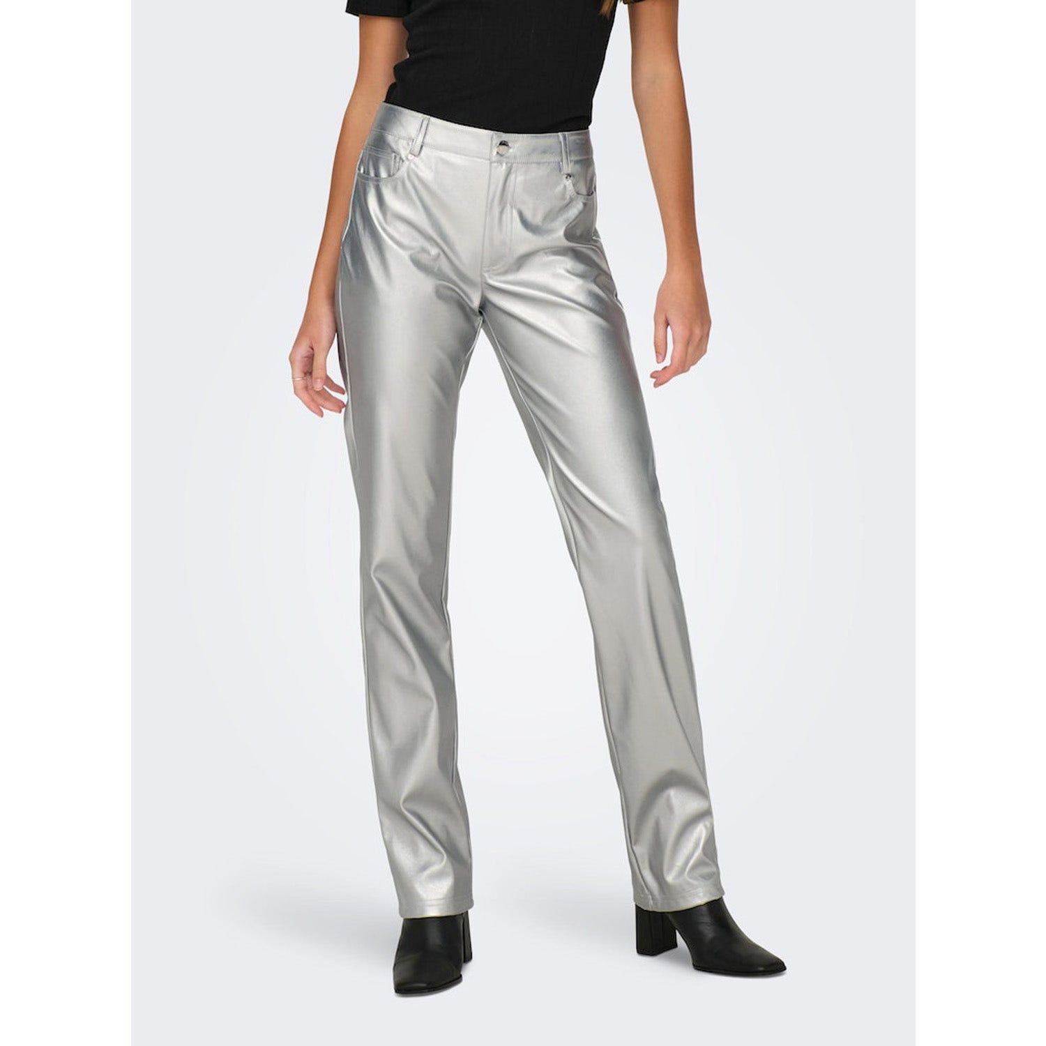 ONLY Jaci-Lilo Mid Waist Metal Faux Leather