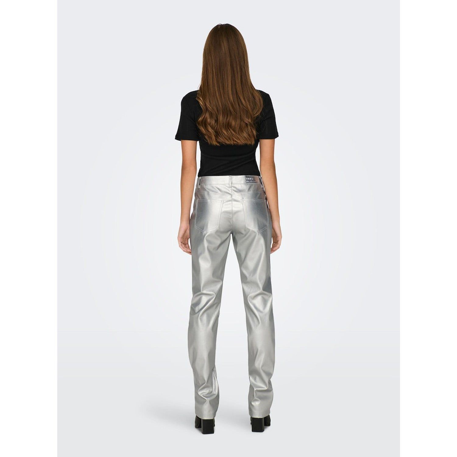 ONLY Jaci-Lilo Mid Waist Metal Faux Leather