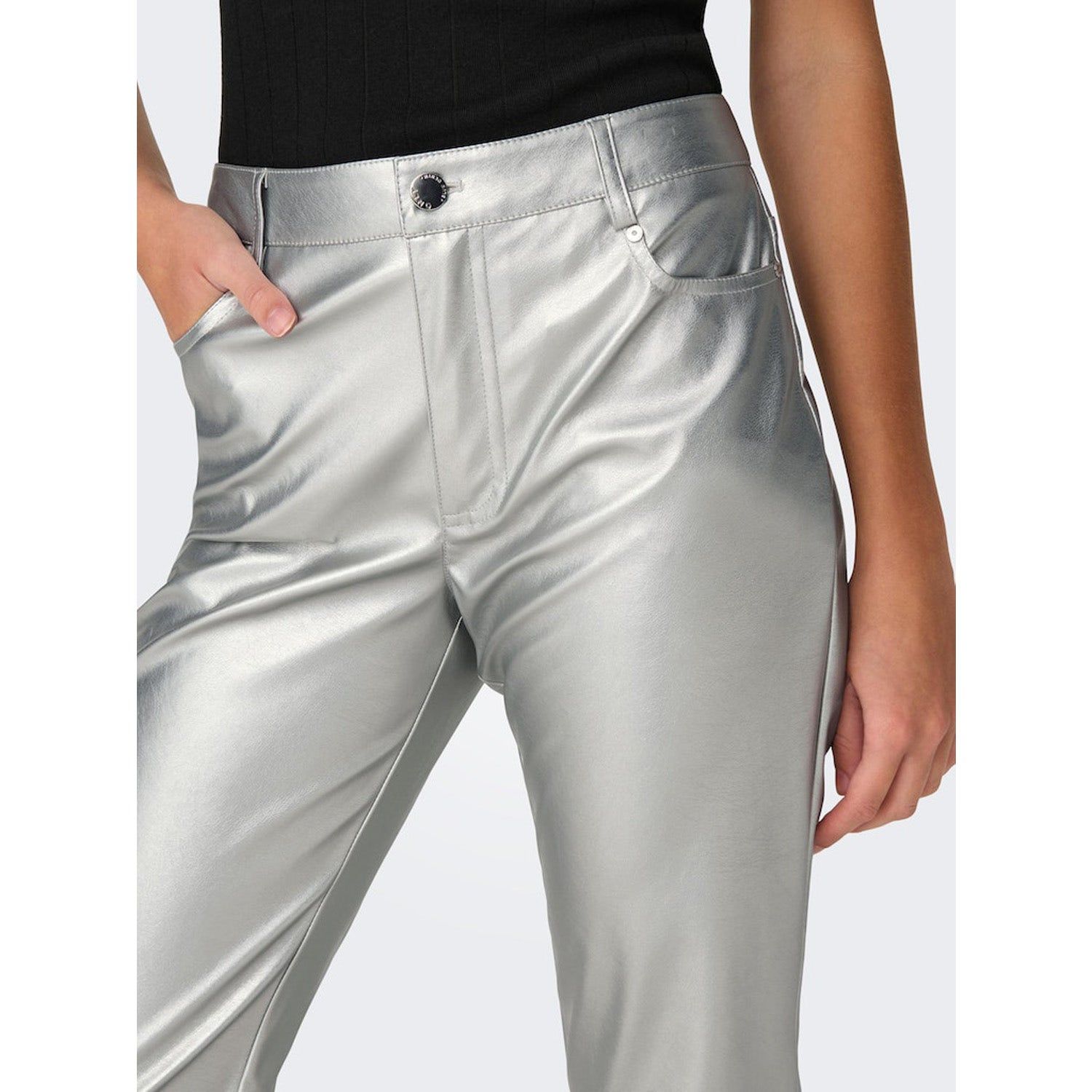 ONLY Jaci-Lilo Mid Waist Metal Faux Leather