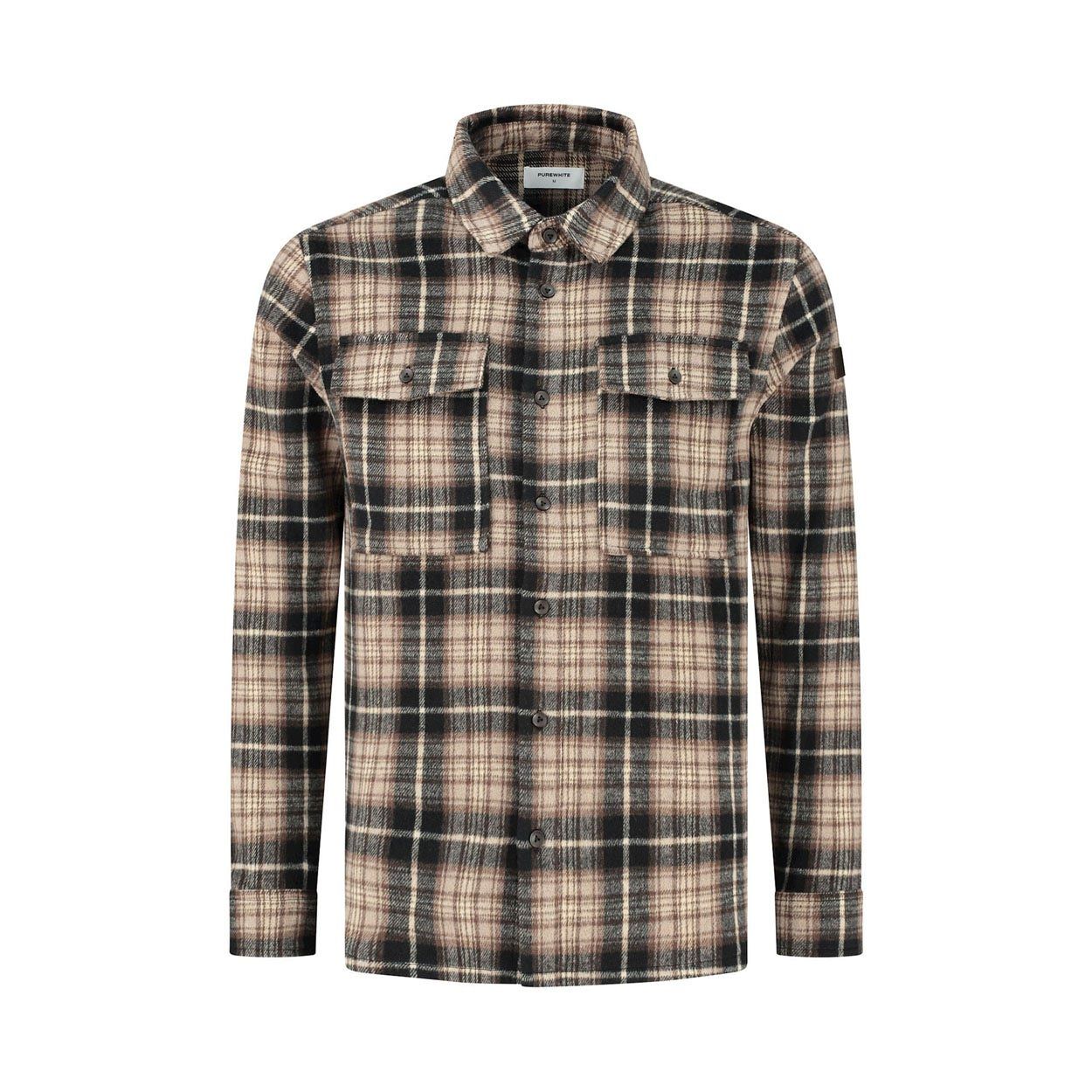 Purewhite Wool Look Check Overshirt