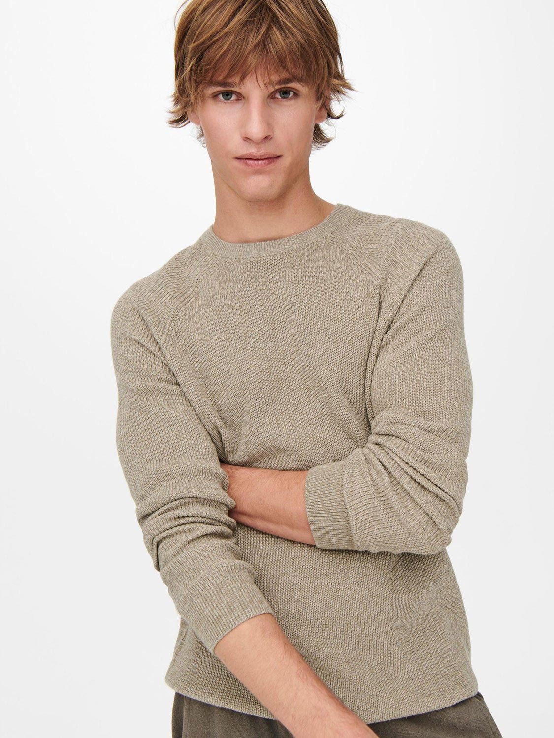ONLY & Sons Dennis 12 Structuur Raglan Crew Neck Knit
