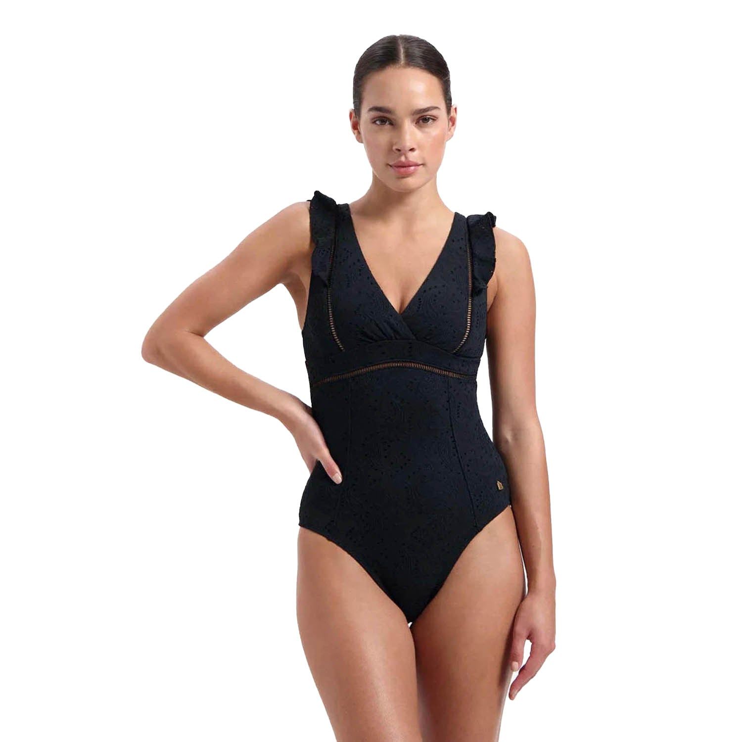 Beachlife Black Embroidery Padded Swimsuit