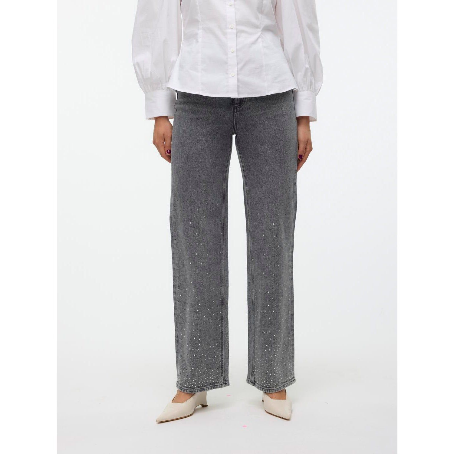 Vero Moda Tessa High Rise Wide Studs Denim Jeans