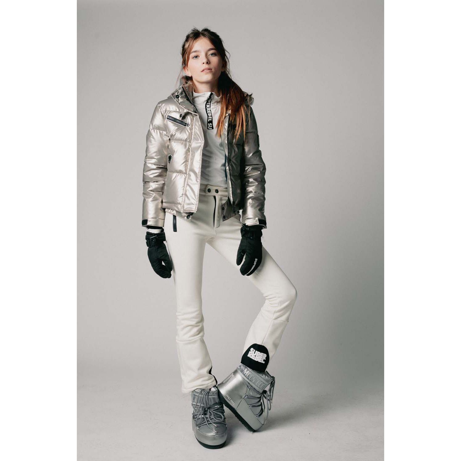 Super Rebel Spicy Metallic Hooded Ski Jacket Meiden