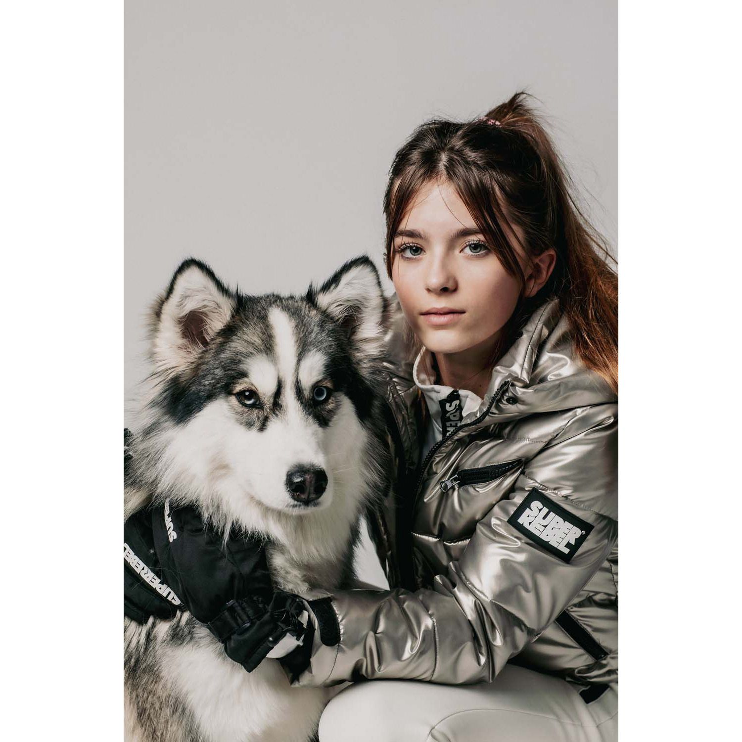 Super Rebel Spicy Metallic Hooded Ski Jacket Meiden