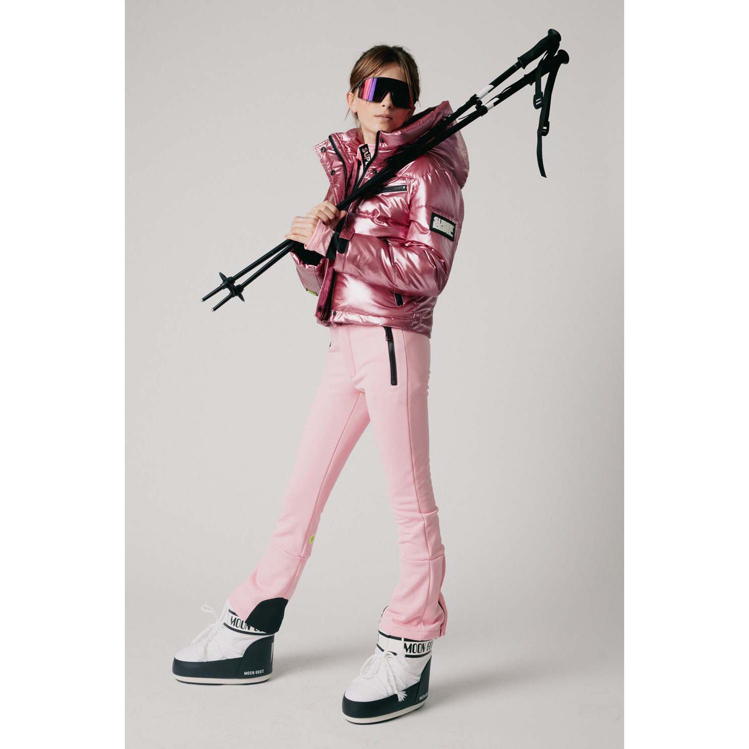 Super Rebel Spicy Metallic Hooded Ski Jacket Meiden