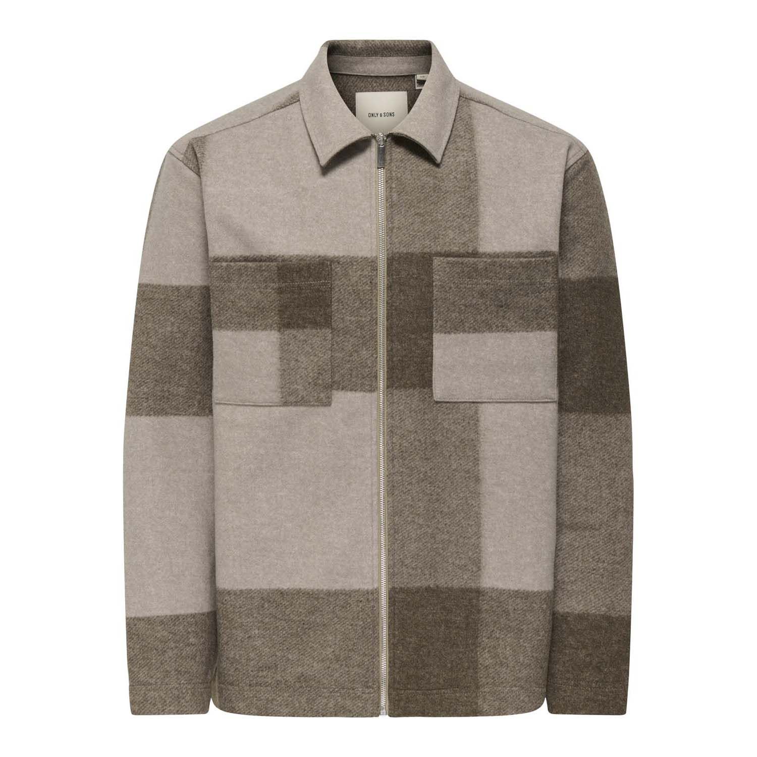 ONLY & Sons Wake Checked Zip Overshirt
