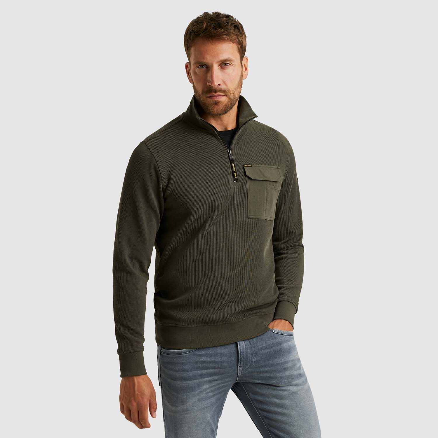 PME Legend Half Zip Knit Look Sweater